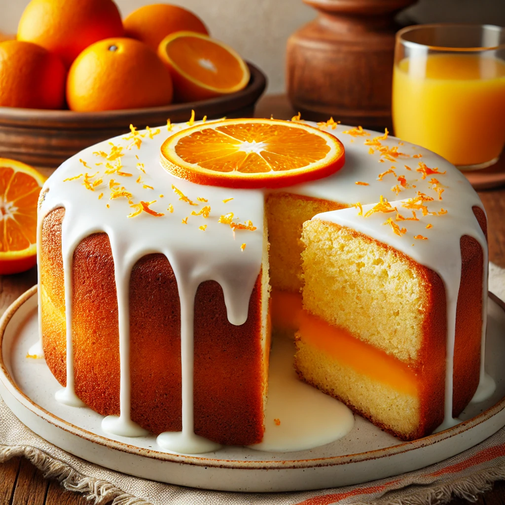 עוגת תפוזים עסיסית מיוחדת עם פודינג וניל