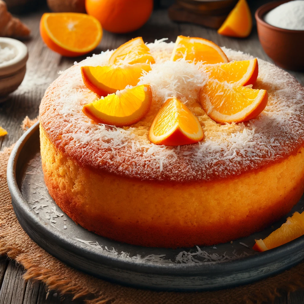 עוגת סולת תפוזים וקוקוס בחושה וטבעונית (מתכון קל ומושלם ב-10 דקות!)